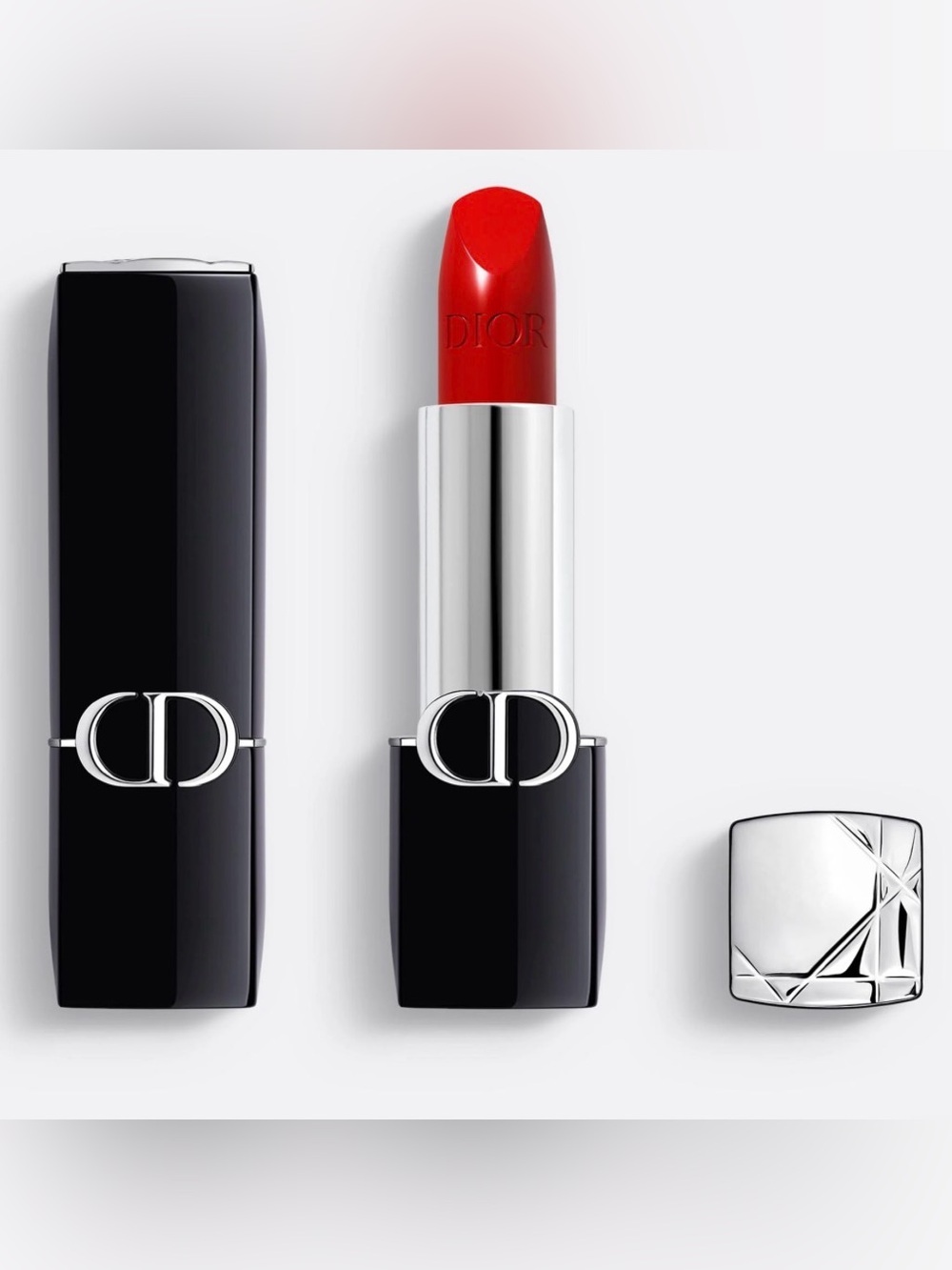 Rouge Dior Floral Lip Care Long Wear Lipstick in 999 Satin Travel Size NWT